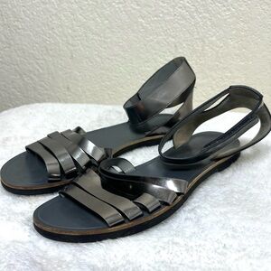 Vince Cassie Leather Sandals Pewter Size 7.5 Women’s